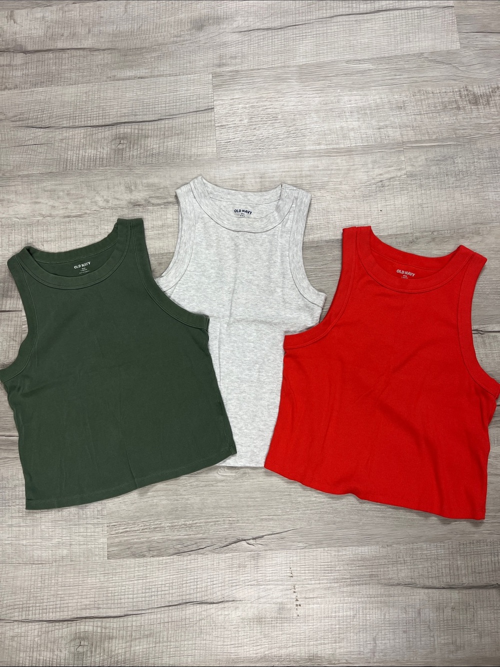Old Navy Ribbed Fitted Tank Tops — Red, Light Gray, Olive SEE SIZES